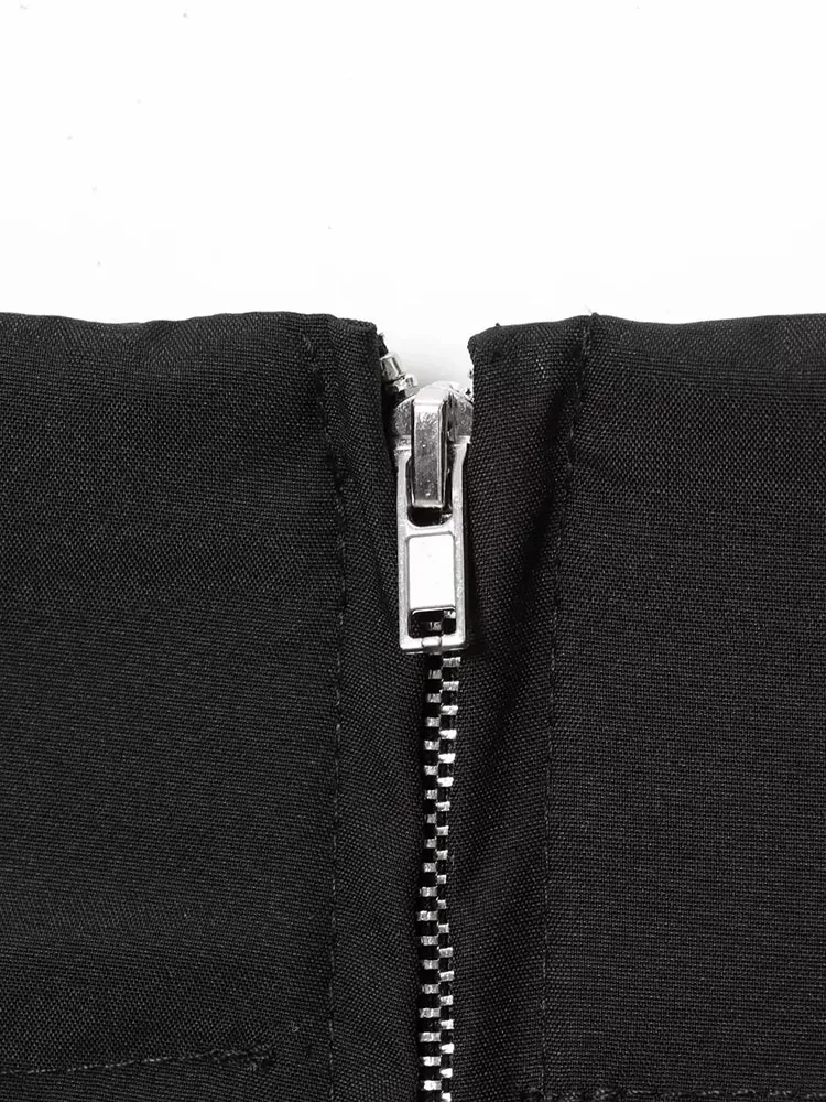 2025年冬新作 スカート レディース ファッション ブラック ジッパー ミディスカート カジュアル シック レディーススカート