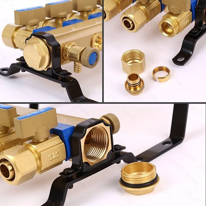 All-copper large flow thickened floor heating water separator Household geothermal floor heating assembly water separator 32mm