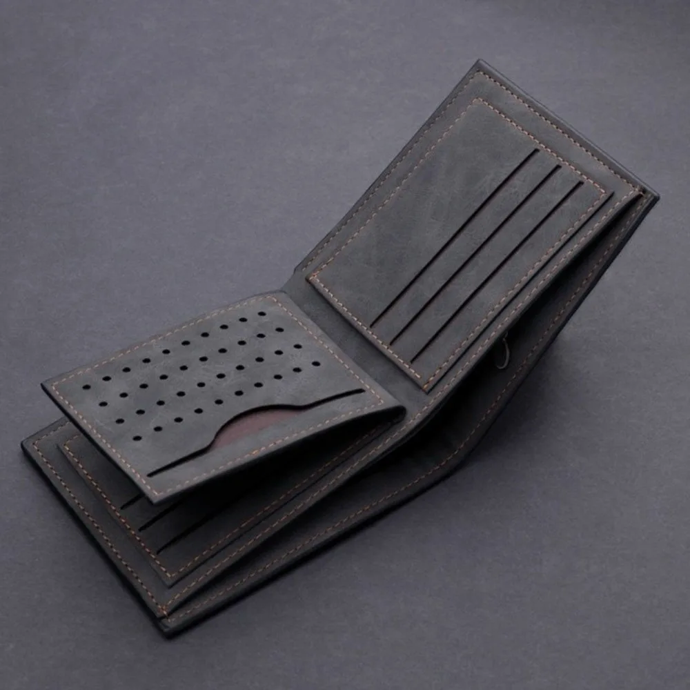 خمر بو الجلود الرجال المحفظة متعددة الوظائف سستة إغلاق الأعمال المحفظة الفاخرة مربع حامل بطاقة الائتمان هدية