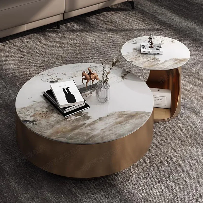 

Журнальный столик современного дизайна, роскошный скандинавский круглый итальянский золотой приставной столик, центр гостиной, белая мебель для дома