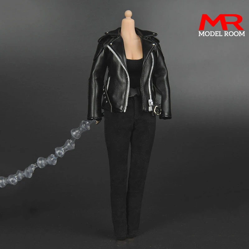 ZYTOYS ZY15-19 1/6 Scale Female Leather Suit T-800 Wearing Clothes Model Fit 12'' Soldier Action Figure Body Dolls