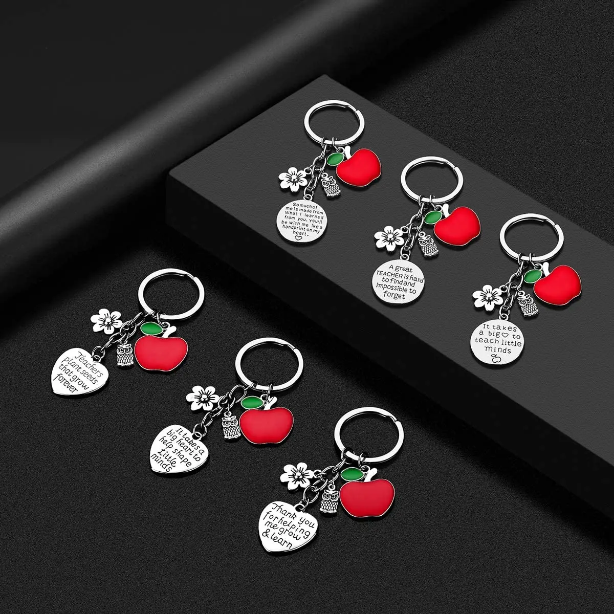 EF-6 peças chaveiro do professor para mulheres homens presentes de agradecimento do professor presente de agradecimento coração charme jóias chaveiros conjunto