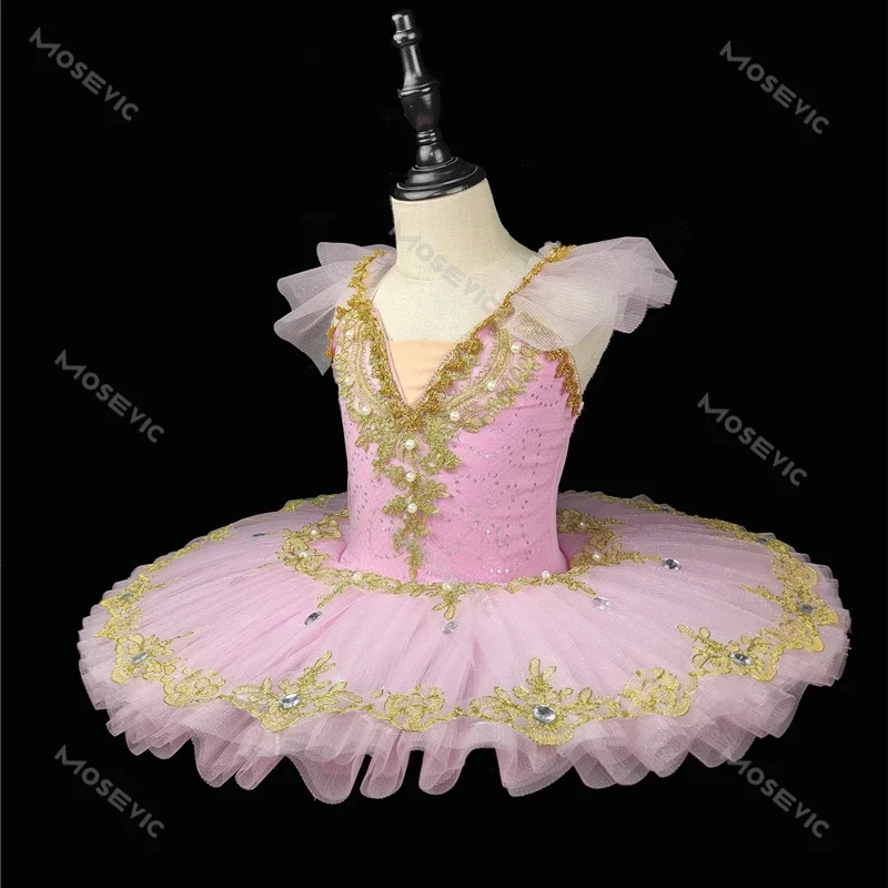 Ballet profissional tutu para meninas, prato azul e rosa, panqueca tutu, vestido de bailarina, mulheres e crianças, traje de baile infantil