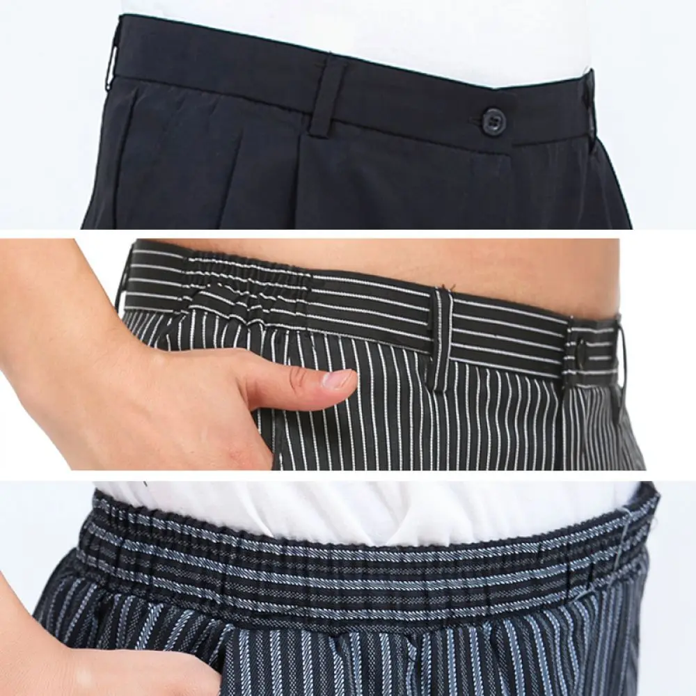 Professional Professional Chef Work Trousers Striped Elastic Waist Kitchen Uniform Pants For Restaurant Catering Staff Apparel - Aliexpress Deal
