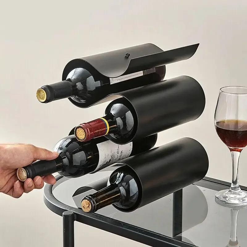 S-shaped Corrugated Metal red Wine Stoage Shelf Ornaments Home Livingroom Cabinet Wine Frame Restaurant Bar Wine Rack Decoration