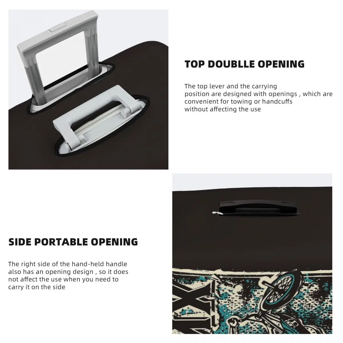 Retro BMX Apparel Grunge BMX Fahrrad BMX Freestyle Kofferabdeckung Schutz Elastische Reisegepäckschutzhüllen für 18-32 Zoll