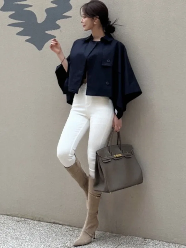 

Retro Chic ort Coat Jaet Women's Loose Fit Collarl Cardigan Sle Casual Outerwear Pure Color Commute Friendly
