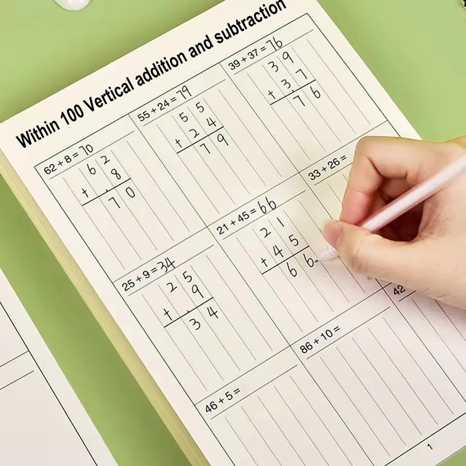 

2 Books/Set Math Exercise Workbooks Vertical Addition And Subtraction Practice within 100 - Homeschooling Supplemental