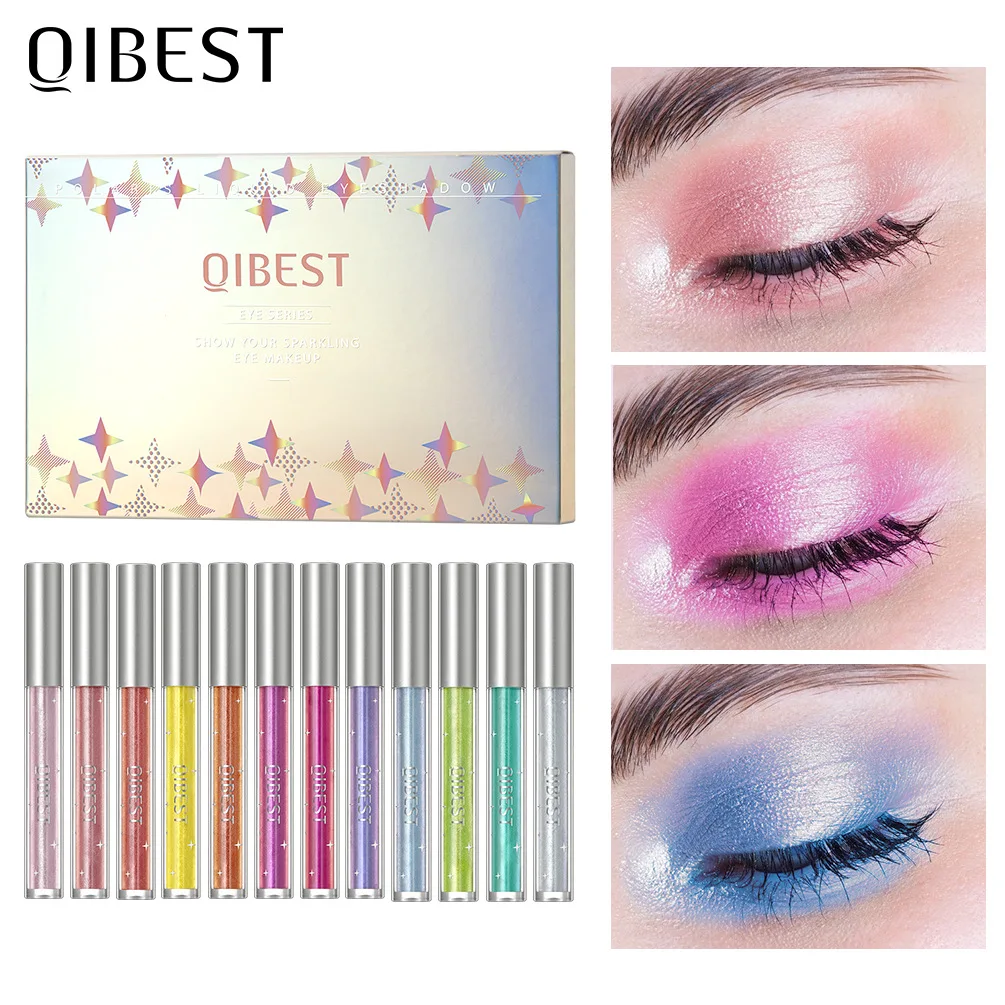 12 Farben Glitter Diamond Liquid Lidschatten Set funkelnd langlebig wasserdicht glänzend hoch pigmentiert aufhellen Make-up Kosmetik