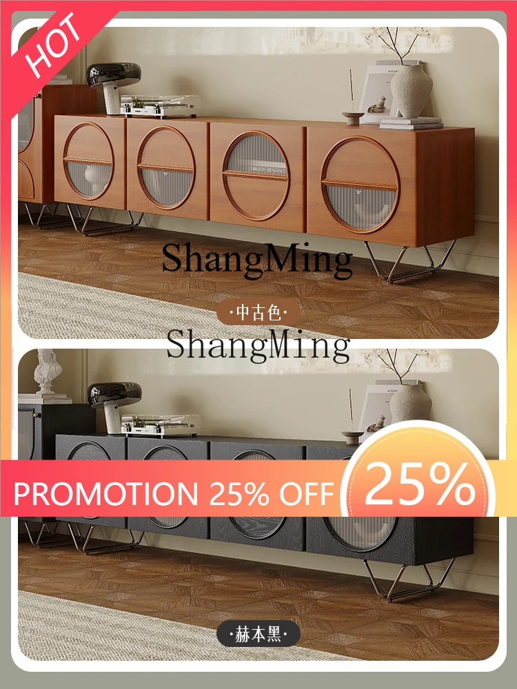 

FG Retro TV Cabinet for Home Use, Small Apartment, Black Ash Wood TV Wall Cabinet, Original Vintage Style