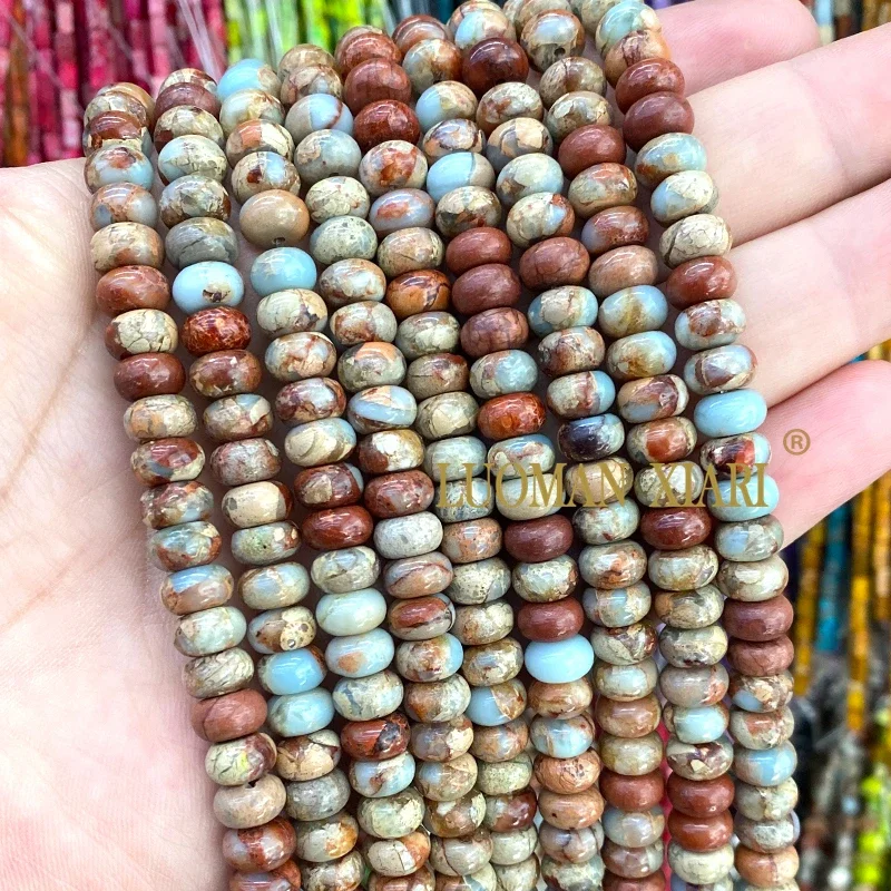 5x8MM Abacus Natuursteen Zeesediment Jasper Rondelle Losse Spacer Kralen voor Sieraden Maken DIY Armband bedels Accessoires - afbeelding 1