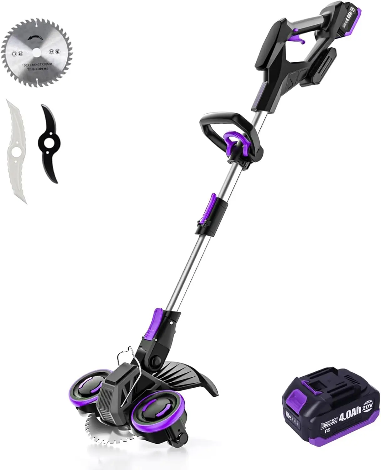 

Weed Wacker Cordless, GearBrushless™, 3-in-1 Edger/Mower/Trimmer with Blade, 20V Battery Powered, 60 Min Runtime (WhackPro 4820X