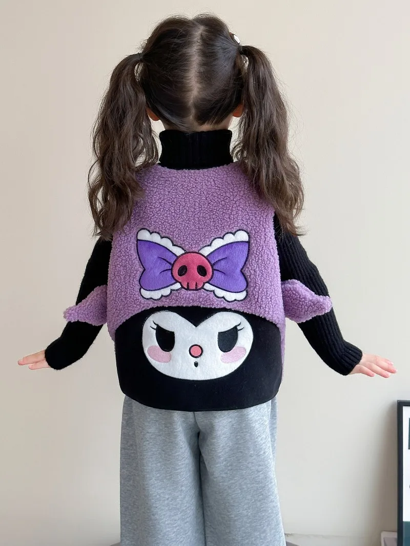 

Kawaii Kulomi Sanrio Children Cute Cartoon Comfortable Warm Vest Student Plush Coat Blouse Christmas Gifts for Kids