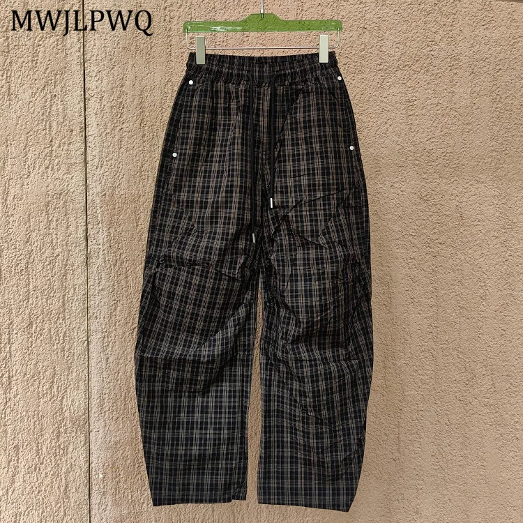 

MWJLPWQ Trendy High-end Plaid Design Straight Trousers Thin Loose Stylish Bottom Men Summer Versatile Long Pants 2025 Tide 11148