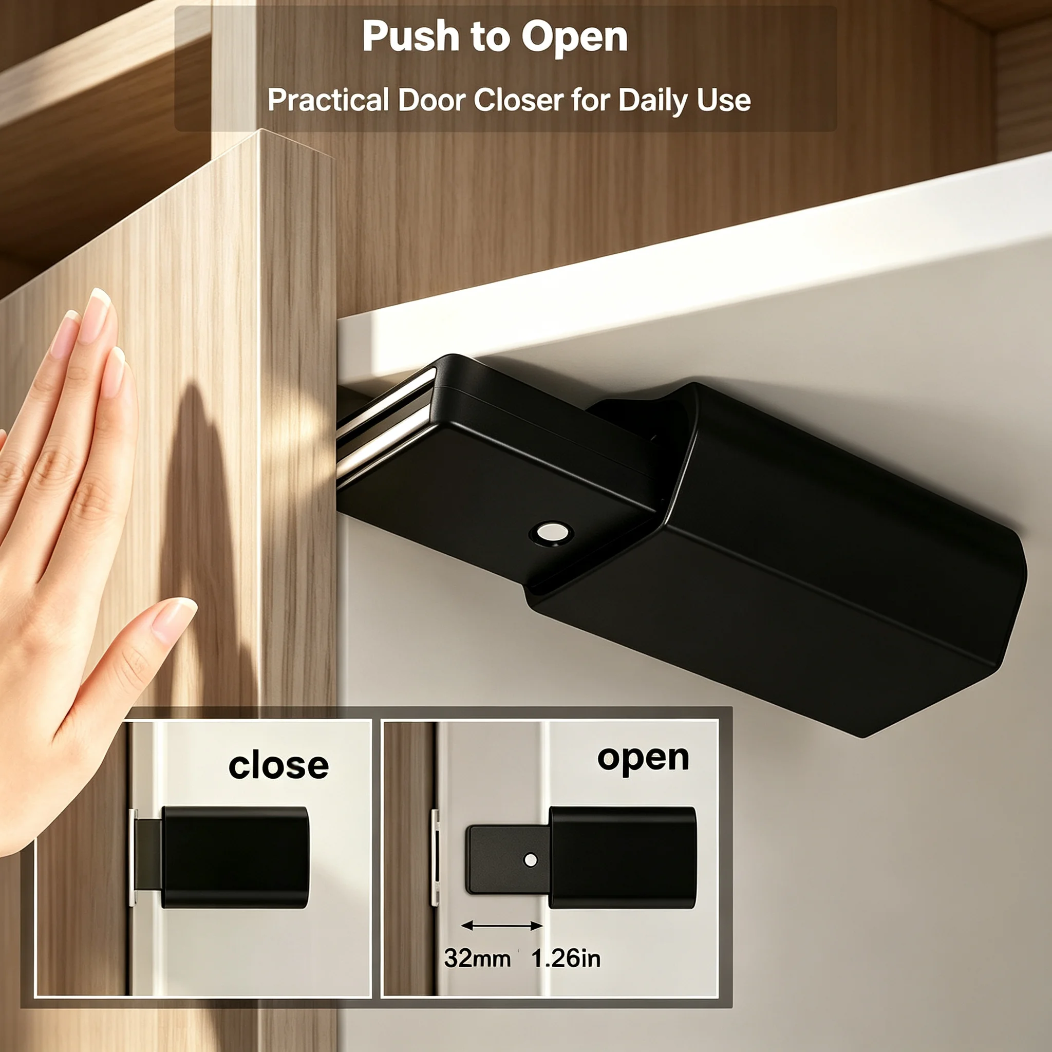 Automatic Push‑to‑Open Invisible Cabinet Catch Heavy‑Duty Self‑Popping Latch for Wardrobe Concealed Fire Door Hardware