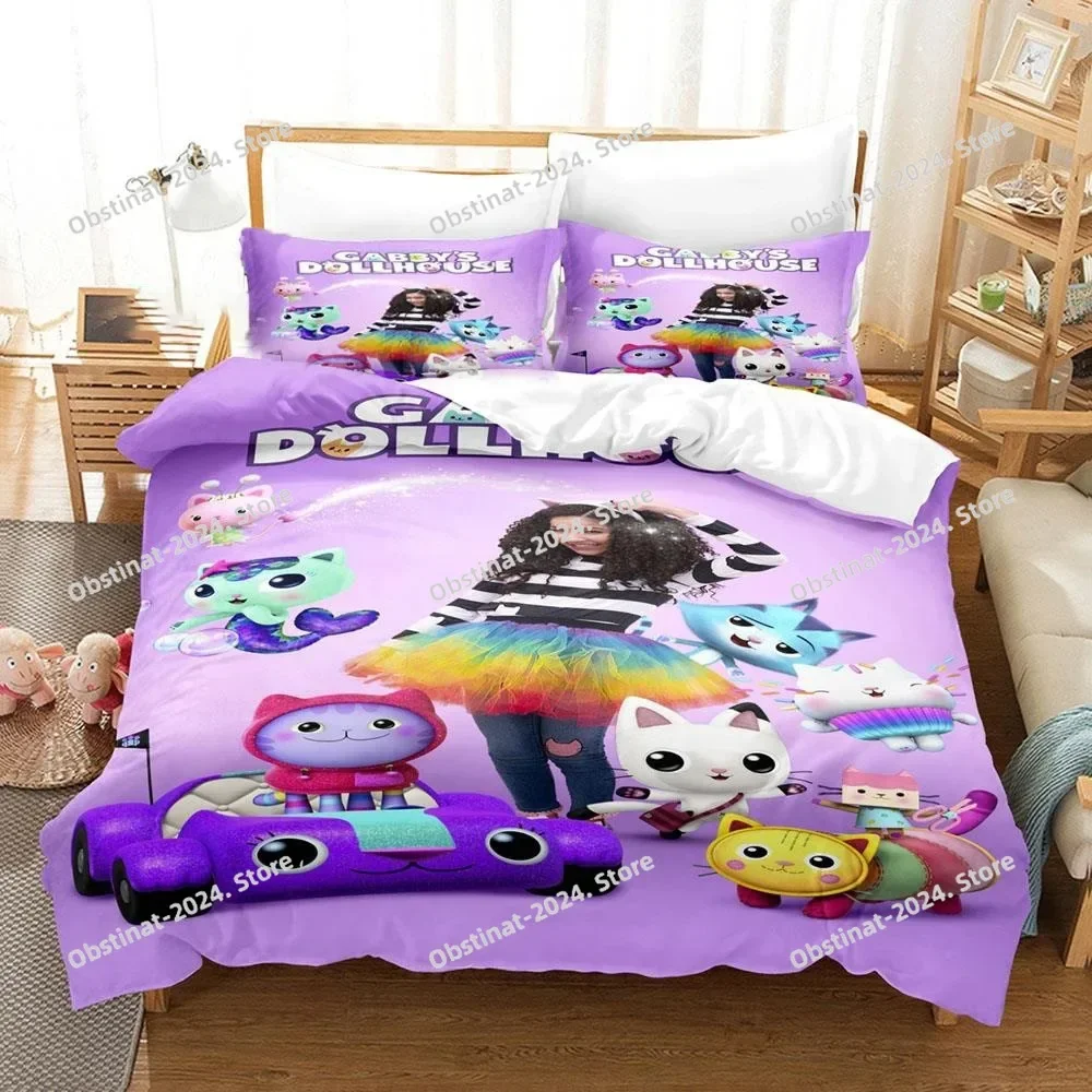 

Gabby Dollhouse Bedding Set Printed Bed Set With Pillowcase Bed Duvet Cover Soft Single Double Queen Super King Size Adult Kids