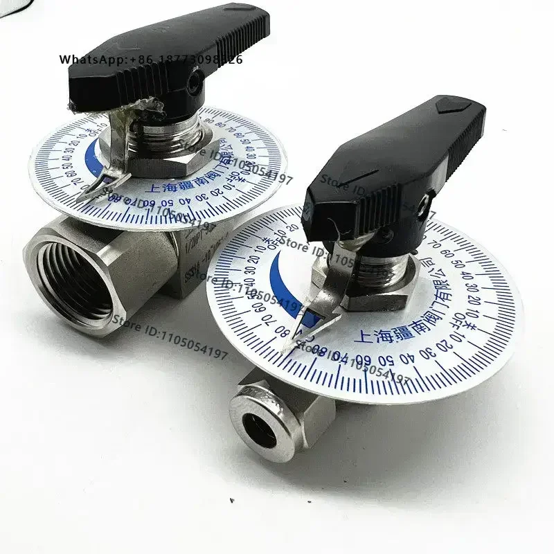 Scaled micro-control valve, metric/imperial gas source fluid, 316 ferrule internal thread, limited throttling ball valve