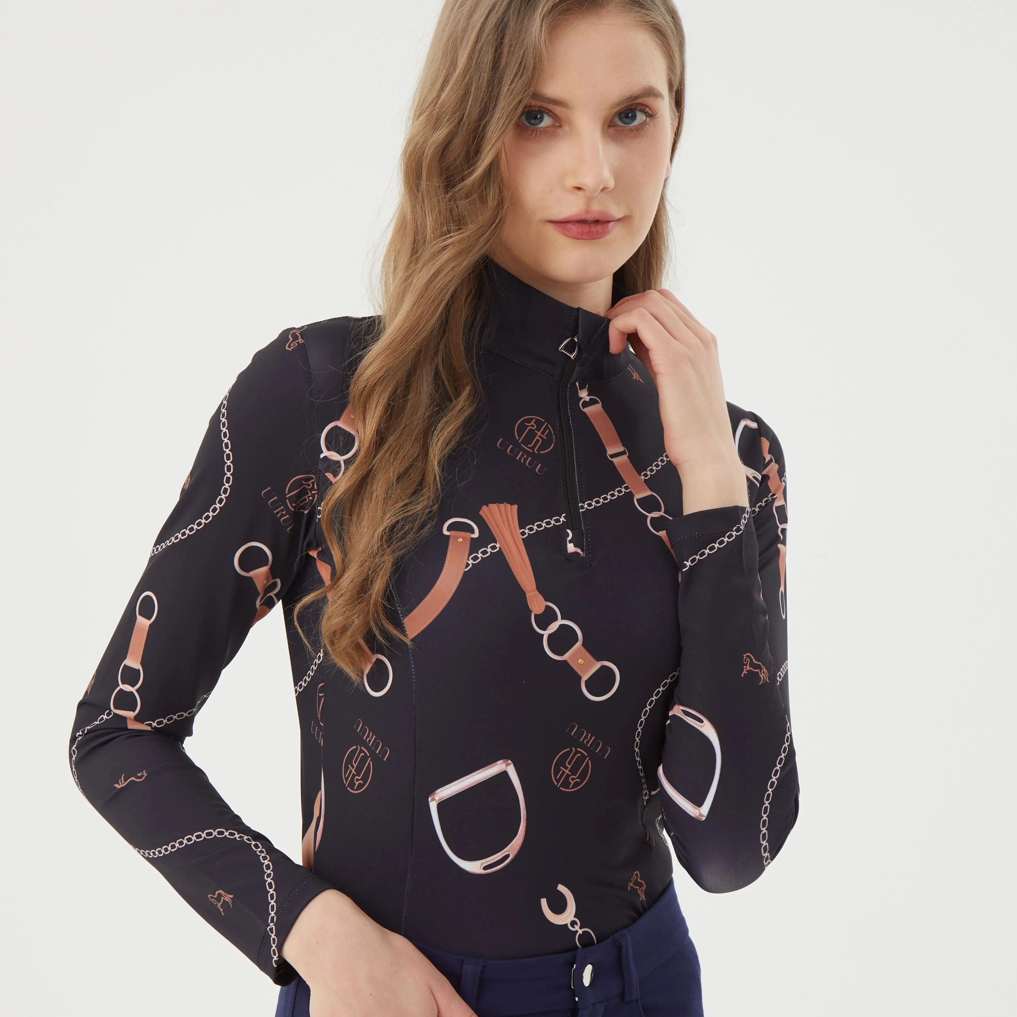 Spring and Summer Long Sleeved Equestrian T-Shirt Riding Top Women's Shirt Riding Outfit Equestrian Clothing Women's Base Knitte