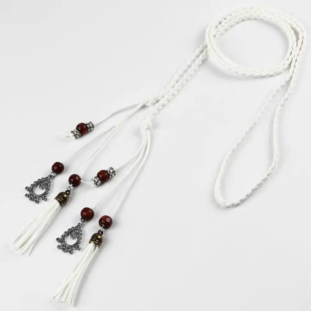 النساء الفتيات الفاخرة تصميم حبل مضفر حزام الخصر خمر تنوعا شرابة البوهيمي حزام الخصر