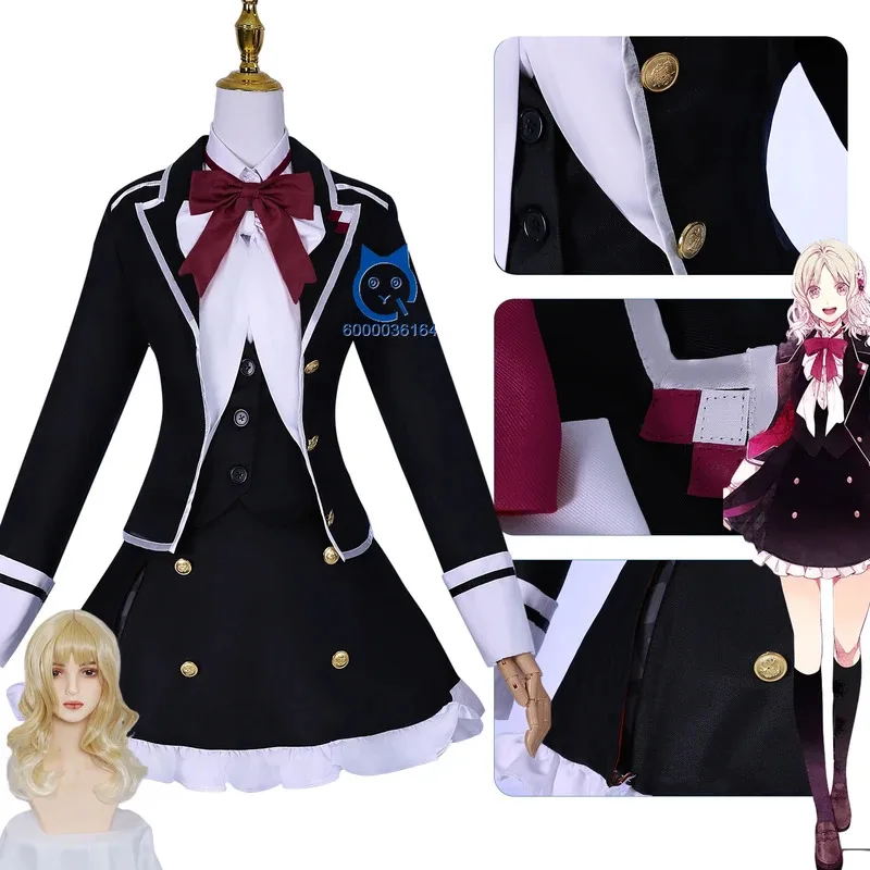Kostum Cosplay Anime Diablik Penggemar Yui Komori Set Seragam Sekolah Cosplay Manga Gadis Lucu Wanita