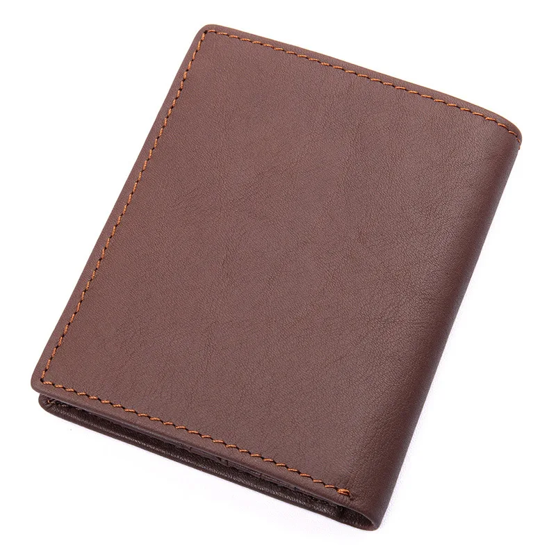 Short Leather Wallet Retro First Layer Leather Wallet Vertical Coin Purse Fashion Casual Versatile Graduation Gift