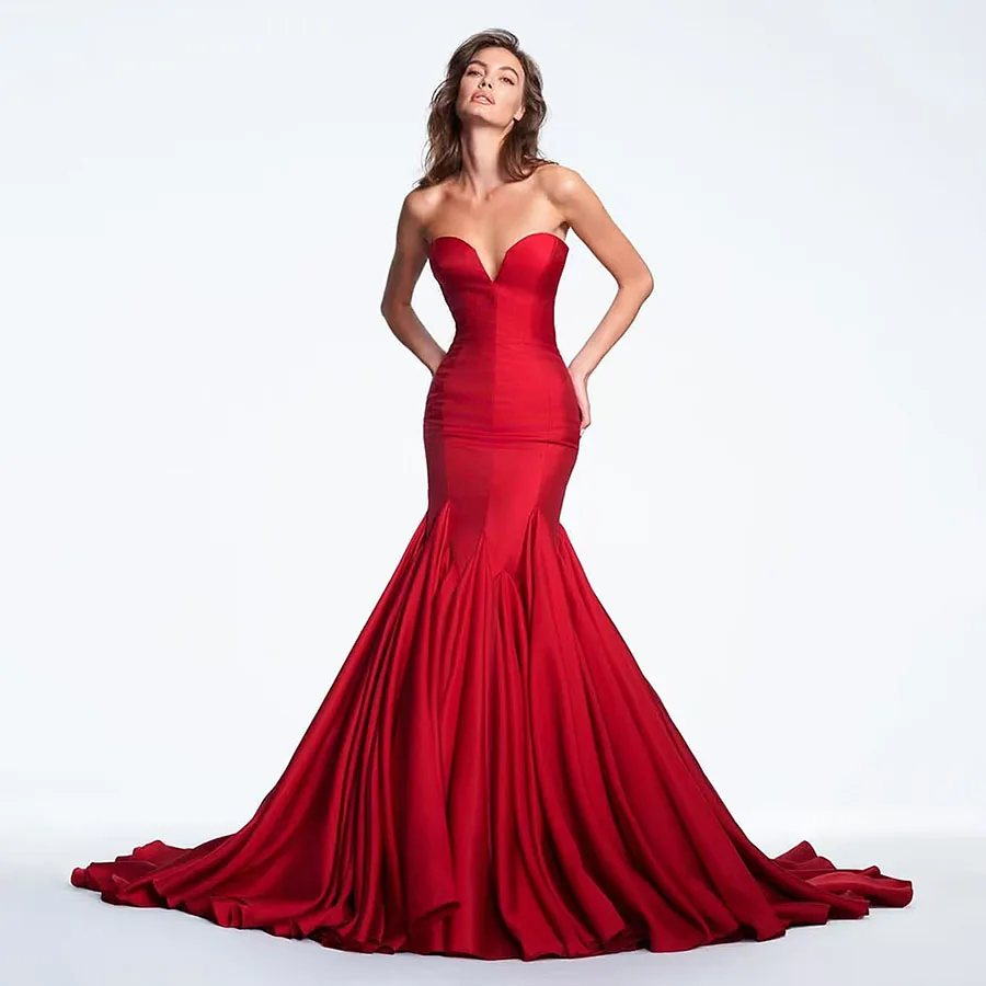 Sexy Strapless Evening Dress Long Black Maxi Dress Front Slit Red Women's Evening Summer Night Gown Party Maternity Prom Dresses