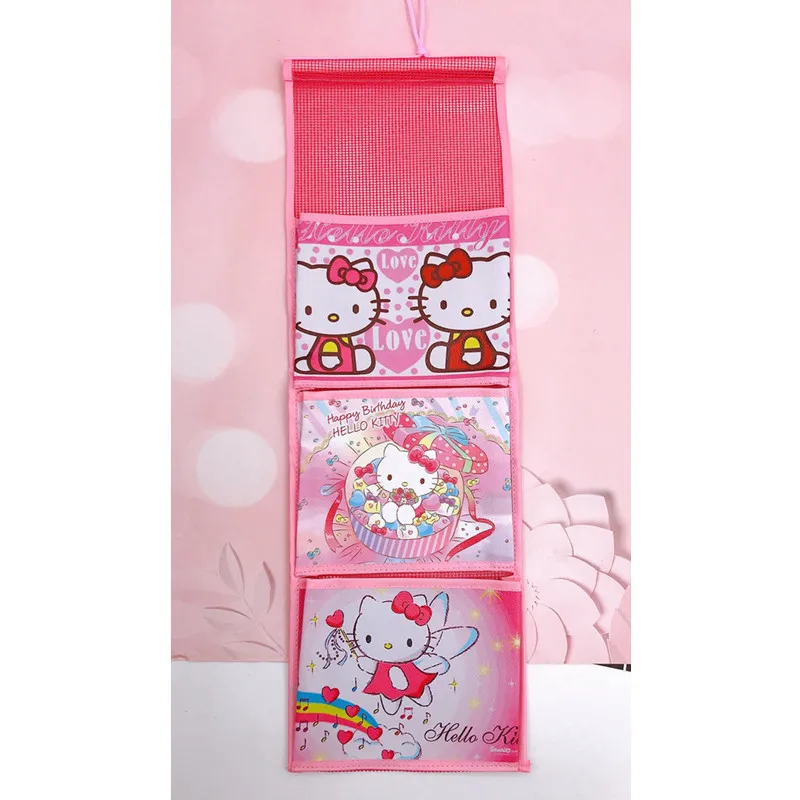 Sanrio Anime Wall Hanging Storage Bag Cartoon Kawaii Hello Kitty Kuromi Multi-layer Storage Cinnamoroll Miscellaneous Bag Gift