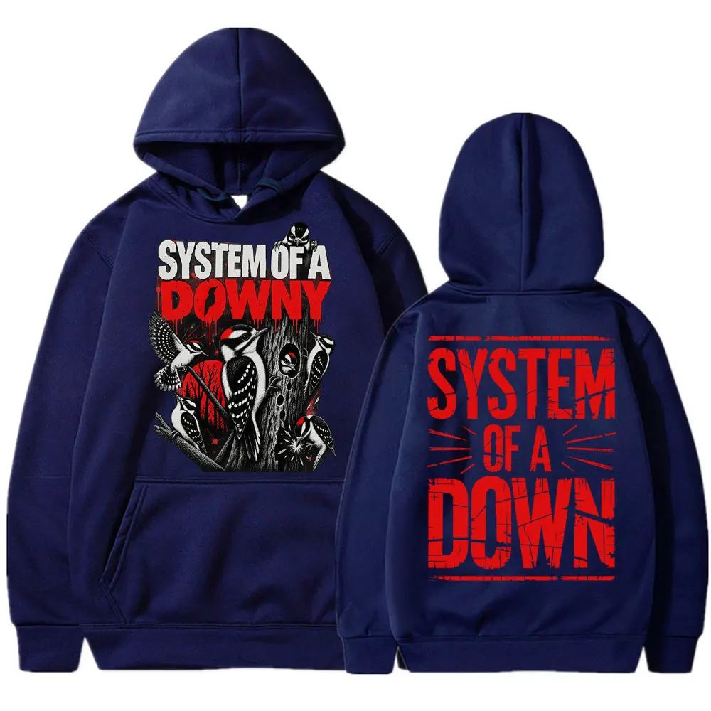Rock Band System of A Down Woodpecker Graphic Hoodies Men's Fashion Hip Hop Vintage Sweatshirt Fleece Oversized Casual Sportwear