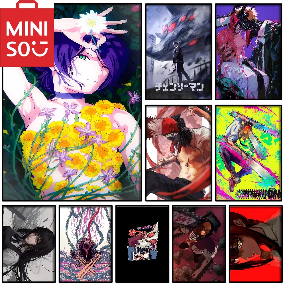 MINISO pintura al óleo por número Anime motosierra hombre figuras decoración del hogar pintura pared dormitorio decoración de la habitación marco de regalo