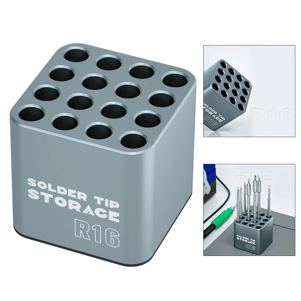 

Soldering Iron Tips Storage Box 16-Hole Multi-grid Classification For C115/C210/C245/T12 Soldering Iron Tips Organizer