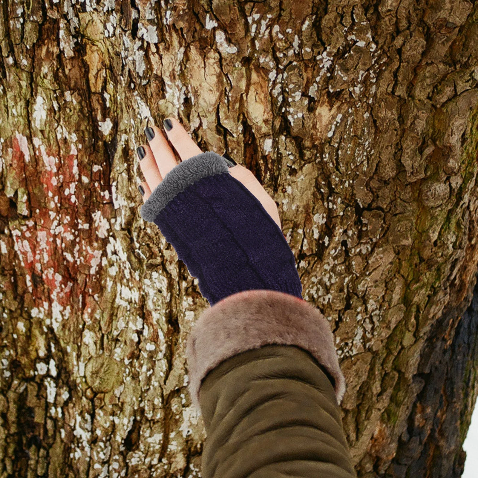 

1 Pair Half-Finger Gloves Warm Keeping Thermal Mitts For Women Winter Arm Protectors Comfortable Knitted Hand Covers Outdoor