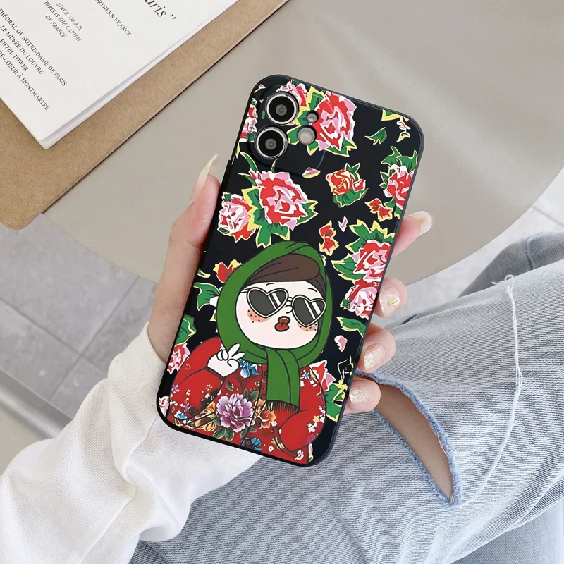 Gourde أزهار لطيفة معطف القطن أنماط العمة جراب هاتف آيفون 16 15 14 12 13 11 برو ماكس IP 7 8 زائد آيفون X XS XR Xs ماكس