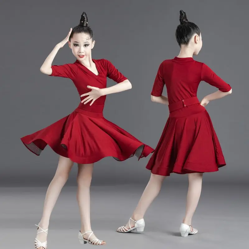 ชุดเต้นลาตินสำหรับเด็ก ชุดฝึกซ้อมสำหรับเด็กผู้หญิง ชุดเต้นบอลรูม รุมบ้า ชะชะช่า ชุดเต้นลาตินสำหรับการแข่งขัน