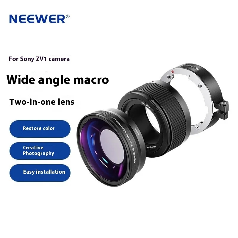 HD Wide&Macro 2 in 1 Conversion Lens For Sony ZV1 Custom 0.75X Additional Mirror 18mm Wide Angle Lens Camera Custom Accessories
