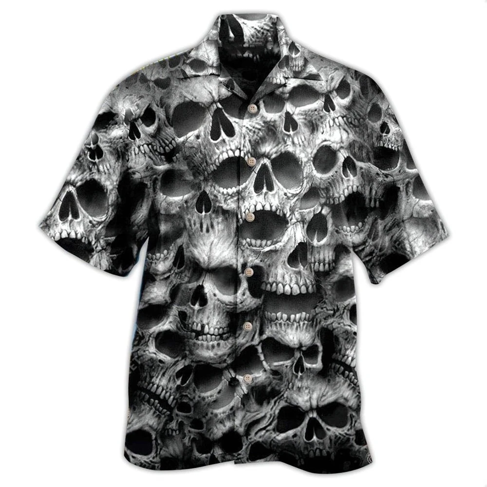 New Horror Skull 3D Print Hawaiian Shirts Men Women Casual Fashion Streetwear Short Sleeve Beach Shirt Tops Blouse Man Clothing