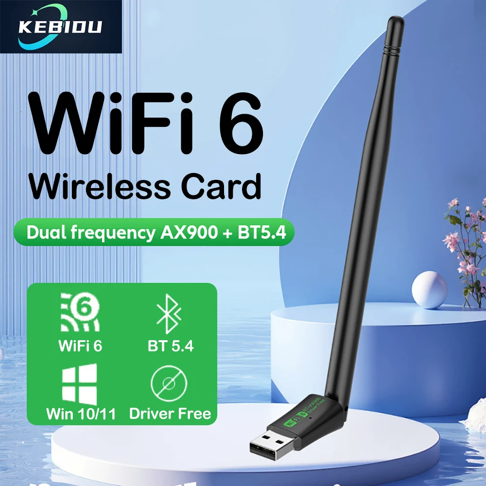 

WiFi 6 USB Adapter 900Mbps Bluetooth 5.4 AX900 USB Dongle Wireless Network Card Dual Band 2.4G 5G Ethernet Receiver Free Driver