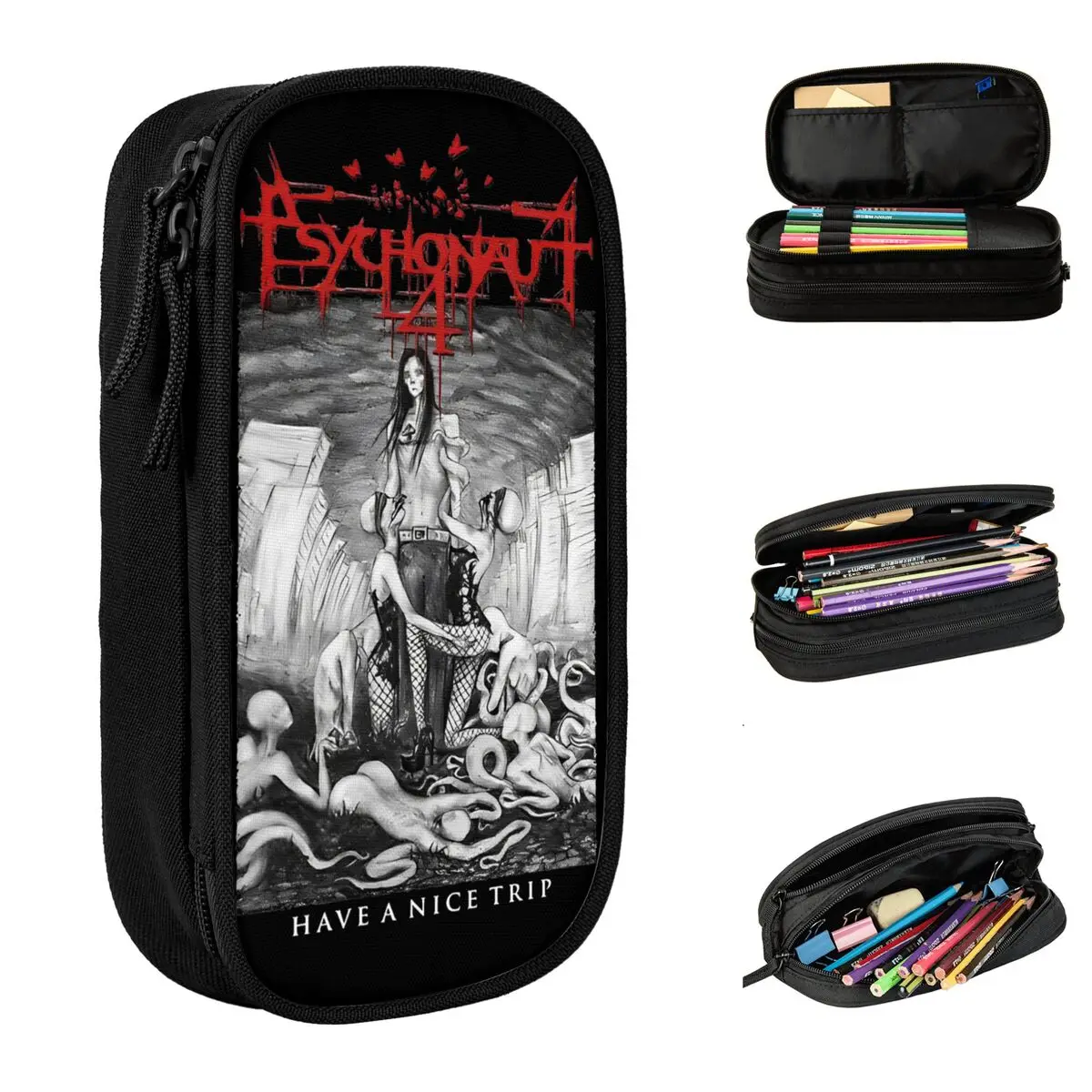 

PSYCHONAUT 4 Heavy Metal BAND Merch Pen Box Large-capacity School Accessories Pencil Box Gift