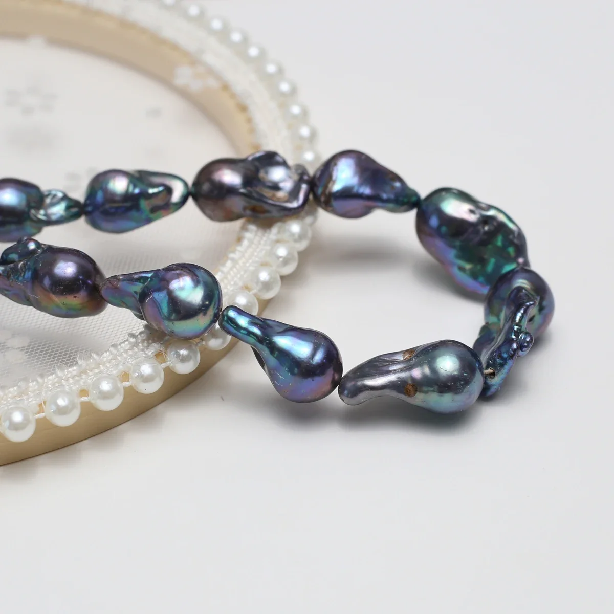 Natural Freshwater Pearl Blue-Purple 12*15mmAAAAA Baroque Bead Jewelry Make DIY Necklace Bracelet Accessories Wedding Gift Women