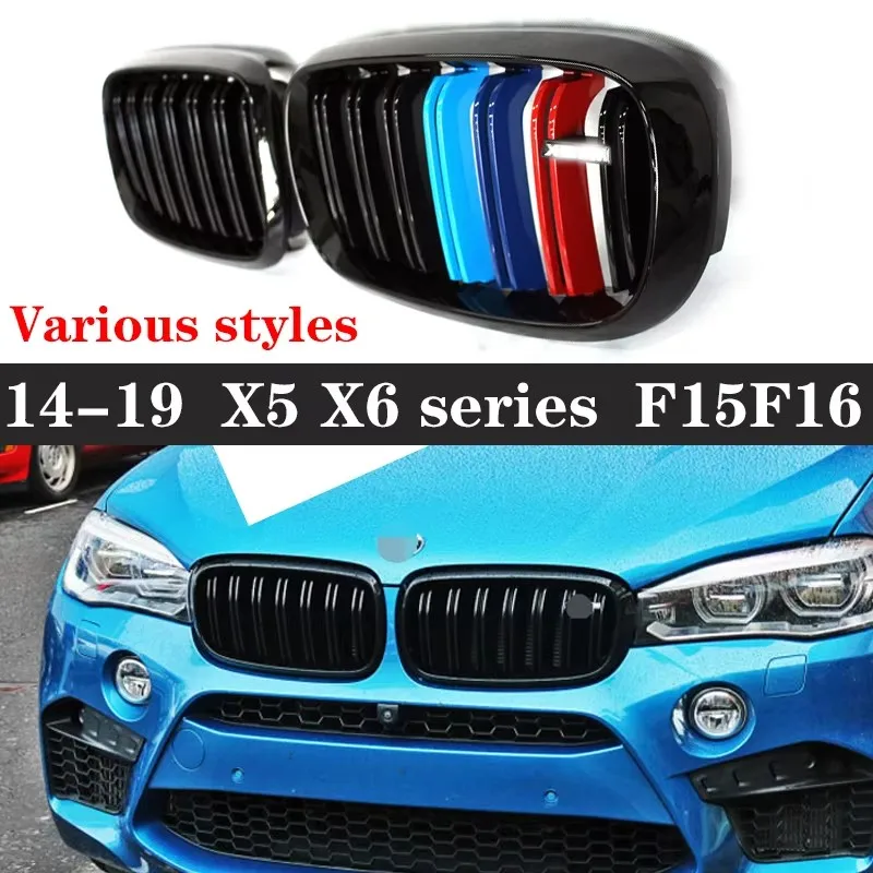 

Для BMW X5 X6 F15 F16 2013-2018 Высококачественная решетка почек Глянцевый черный ABS M Стиль Цвет Пластиковый передний бампер Авто Декор Гриль