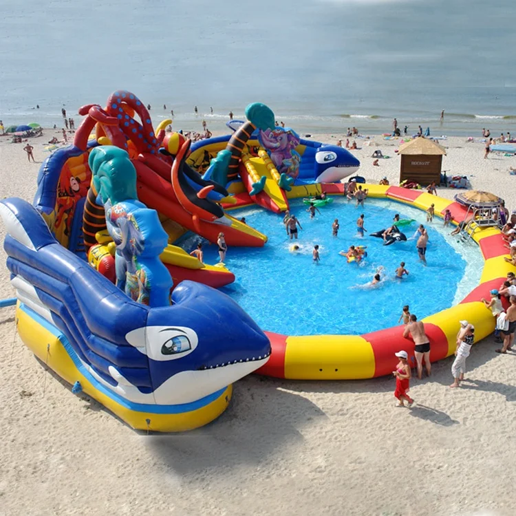 China Manufacturer Inflatable Amusement Park Equipment,  Inflatable Water Park with Pool and Slide