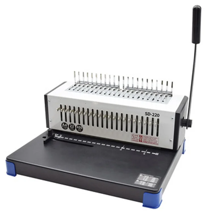 Comb Binder Manual 21 Hole Comb Rubber Ring Binding Machine Glue Binding Punch Machine DX-220