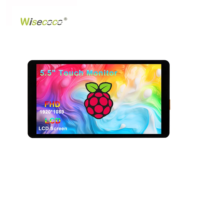 Wisecoco High Brightness 5.5 Inch 1920*1080 Resolution Touch Screen IPS TFT Lcd Display for Gaming Raspberry PI