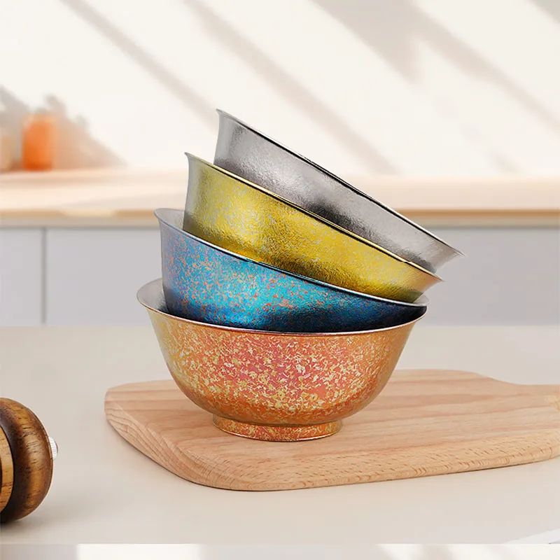 13cm/300ml Pure Titanium Dinner Bowl For Home,Camping,Group Dining,Double-layer Insulation,Lightweight Antibacterial Tableware