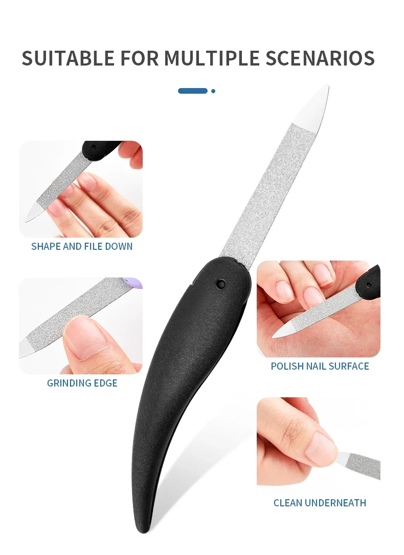 1/5 pezzi set lima per unghie pieghevole Little Fish lima per manicure lavata e lucida doppia faccia materiale plastico ABS satinato nail art