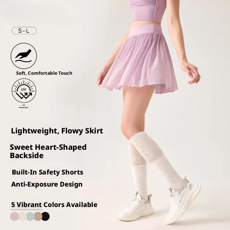Women's High Waist Tennis Skirt Pleated Flowy Hem Quick Dry Golf Skorts with Inner Liner Anti exposure Summer Sportswear
