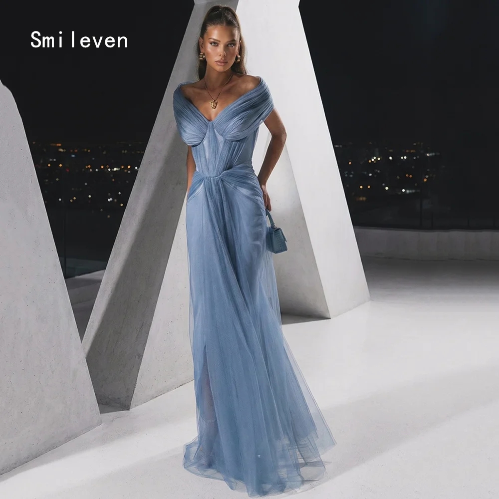 

Smileven Luxury Mermaid Prom Dress Illusion Off The Shoulder Forest Evening Gowns Elegant Pleat Occasion Dress Customized 2026