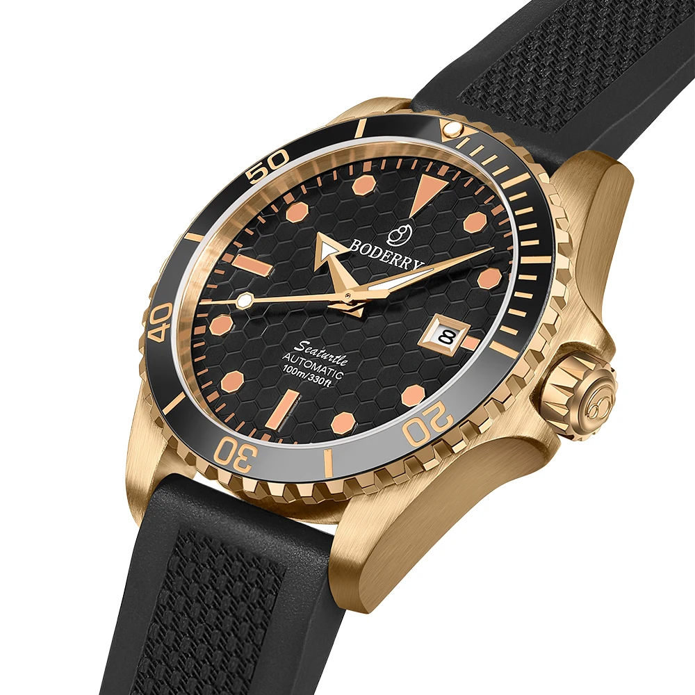 BODERRY Men\'s Bronze Diver Automatic Watches Top Brand Luxury Clock 200M Waterproof Wristwatch Sport Mechanical Watch for Men