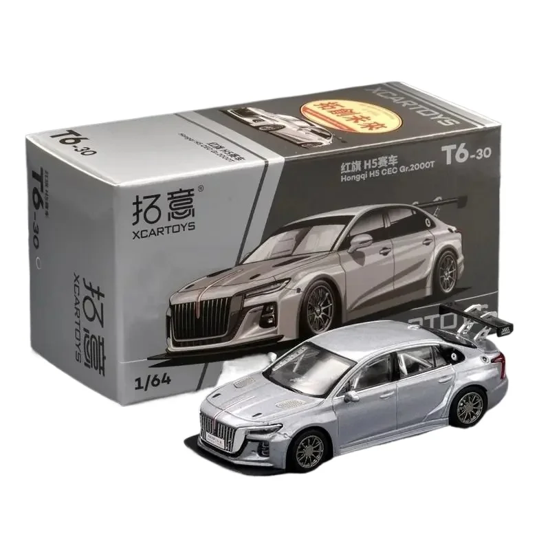 

XCARTOYS 1:64 Hongqi H5 Racing Car T6-30 Silver Gray Miniature Alloy Model Static Car for Boys Collection Display Gift