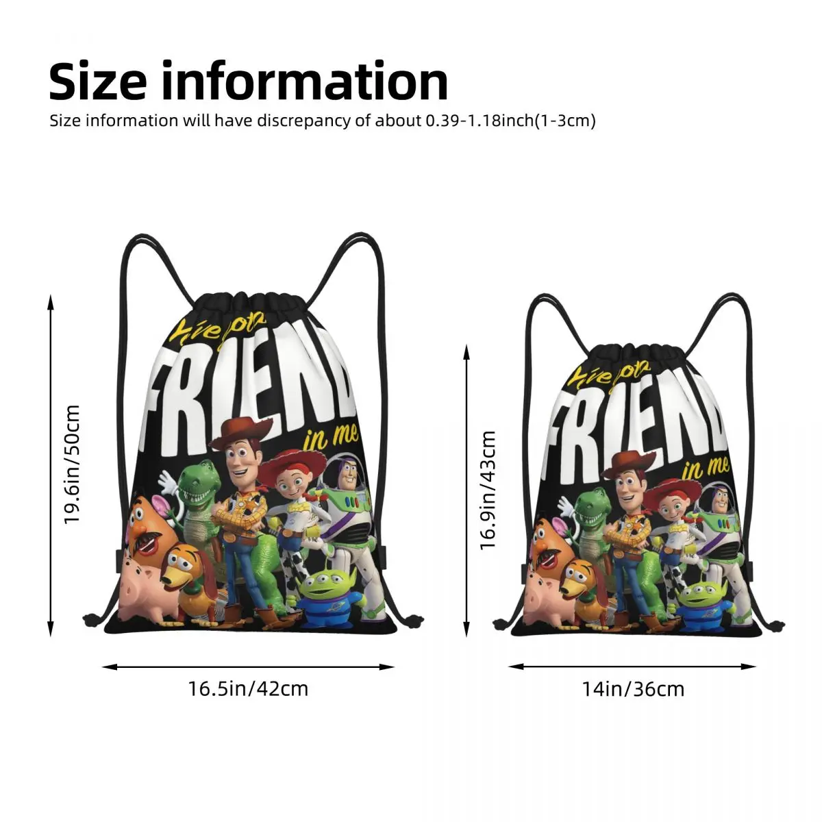 Toy Story Cartoon Movies Drawstring Backpack Sports Gym Bag Buzz Lightyear String Sackpack for Working Out