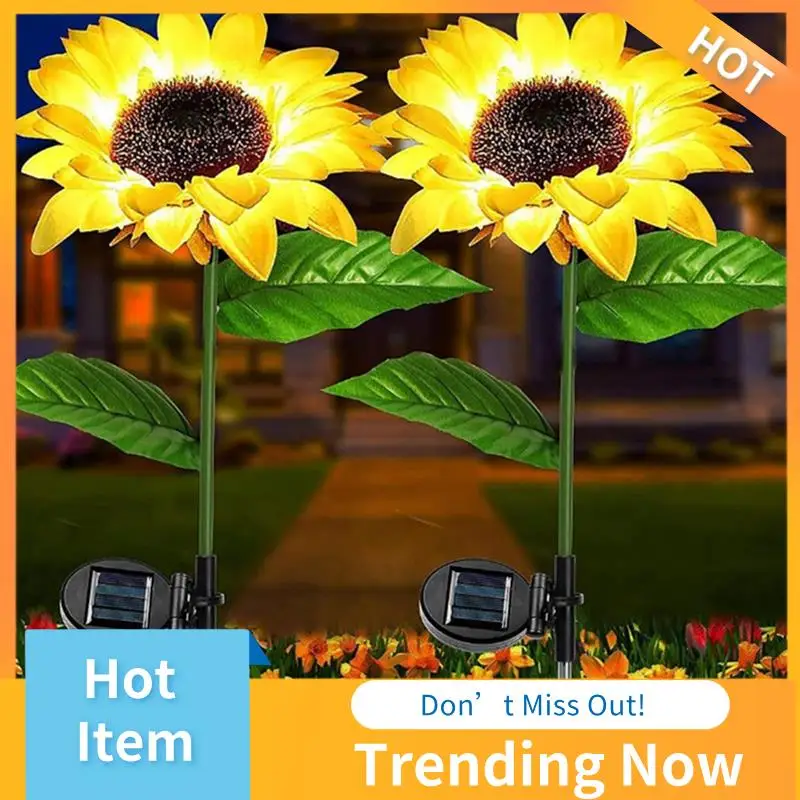 2 Pack Sunflower Solar Light Outdoor Waterproof LED Solar Light Lawn Landscape Light Courtyard Pathway Garden Decoration Durable